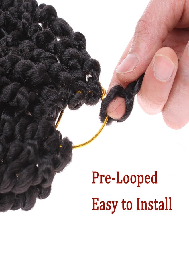 إكستريند 8 عبوات من شعر الكروشيه الملتوي مسبقًا باشون تويست 14 بوصة شعر ضفائر كروشيه أسود طبيعي مع حلقات مسبقة للنساء وصلات شعر صناعية بوهيمية باشون للضفائر (8 عبوات، 1B#) - Image 5